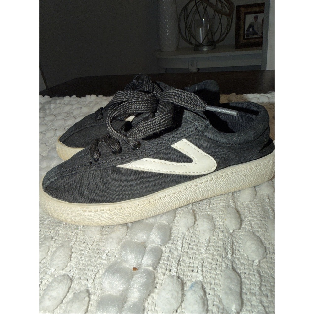 Kids Unisex Tretorn Canvas Sneakers Black Logo Lace Up Classic 1 SZ 12